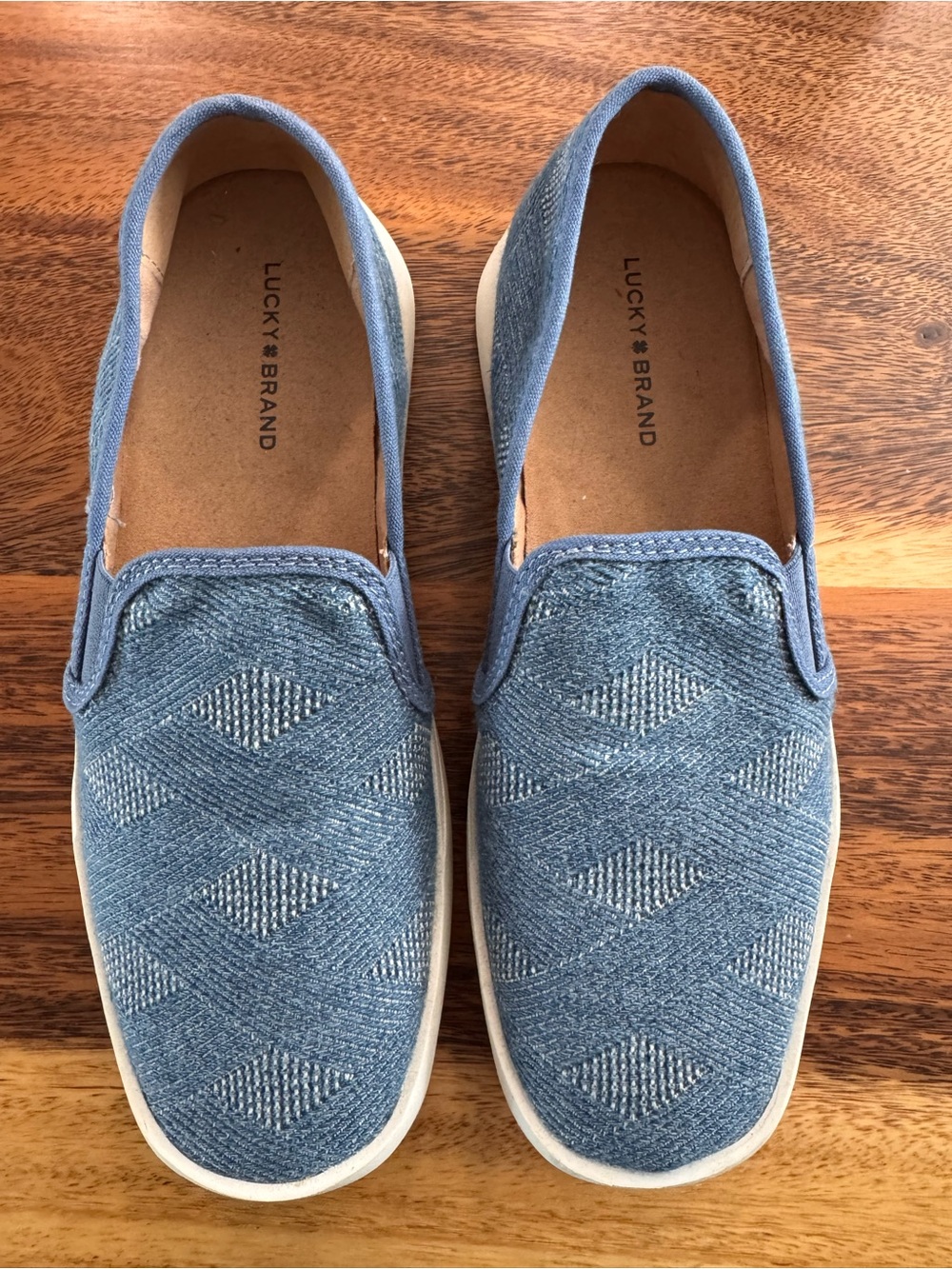 Lucky Brand Women's Light Blue Canvas Slip-On Loafers